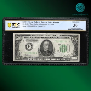 Fr.2202-F 1934A $500 FEDERAL RESERVE NOTE Atlanta, PCGS 30 comment, 88032 - Picture 1 of 2