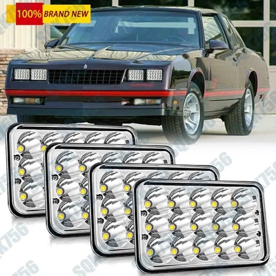 Faros LED cuadrados de haz alto/bajo 4 piezas para Chevrolet Monte Carlo SS 1980-1988 4x6" Foto 1 de 4