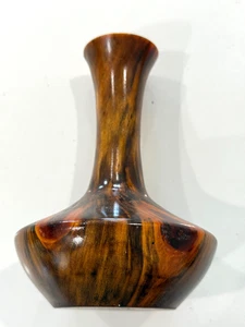Jarrón de madera multicolor esmalte Shellac florero de madera firmado - Imagen 1 de 11