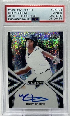 Riley Greene Rookie Auto PSA 9/10 - 2019 Leaf Flash ‘Blue’ /50 - Tigers, Power - Image 1 of 4