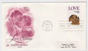 TurtlesTradingPost- Love- Dog 1986 #2202 FDC Artcraft Cachet - Picture 1 of 1