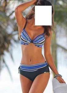 Bikini SUNFLAIR schwarz-blau Gr. 36 38 CUP E NEU
