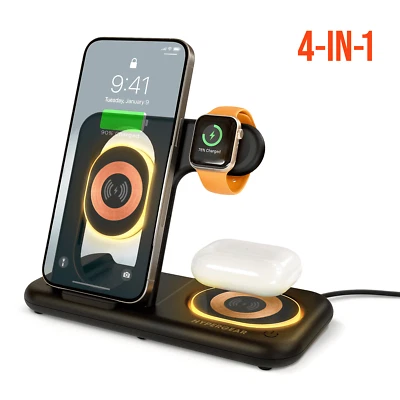 Soporte de carga inalámbrico HyperGear 4 en 1 con soporte de carga para Apple Watch Foto 1 de 4