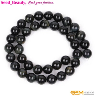 Piedra de ojo de tigre azul natural cuentas redondas hilo para hacer joyas 15" al por mayor Foto 1 de 4