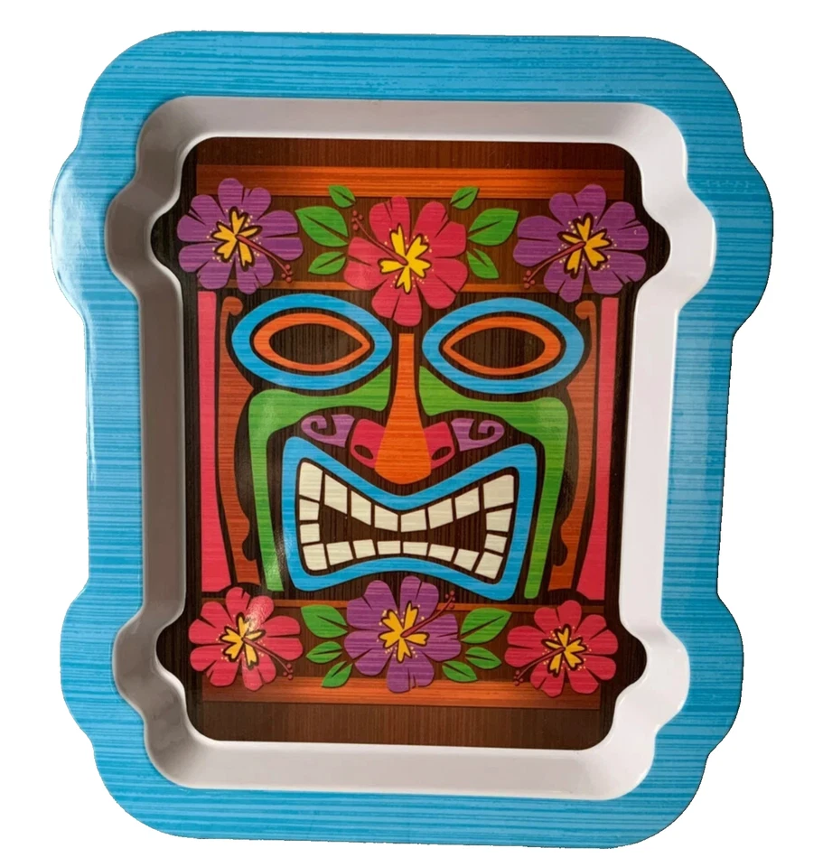 One Hawaiian Luau Party Melamine Tiki Bar Tropical Bar Party Tray Amscan - Image 1 of 4