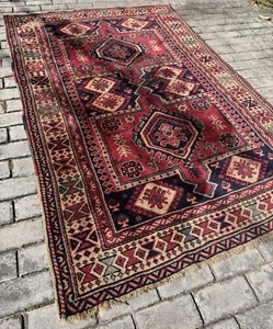 Antiker Orientalischer Kaukasischer Kasak Handgeknüpfter Teppich Vollwolle 6,8" X 4,3" - Bild 1 von 24