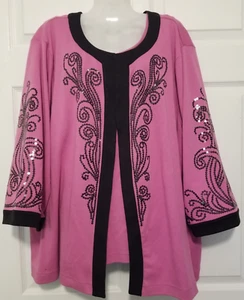 Bob Mackie Wearble Art Set giacca e canotta da donna taglie forti 3x design paillettes - Foto 1 di 8