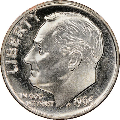 1966 10C SMS MS68 NGC DDR VP-001 Variety Doubled Die Reverse 002 #2 Photo Vision - Image 1 of 4