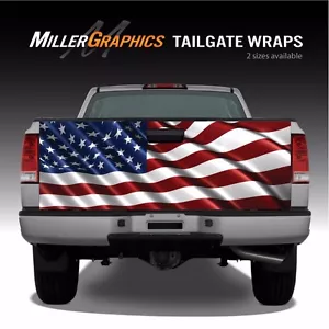 American Flag Waving #3 Truck Tailgate Vinyl Graphic Decal Wraps - Bild 1 von 1