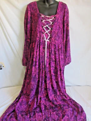 Maxi Vestido Lotus Traders Campesino Hombro Descubierto 3X Corsé Encaje Frontal Rayón Foto 1 de 4