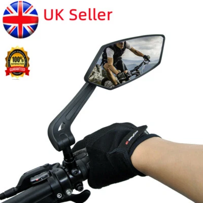 Bicycle Bike Cycle Handlebar Rear View Mirrors Rearview Rectangle Back Mirror HQ - Image 1 of 4