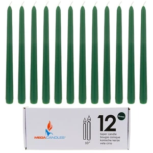 Mega Candles - Unscented 10" Taper Candles - Green, Set of 12 CGB066-G - Picture 1 of 3