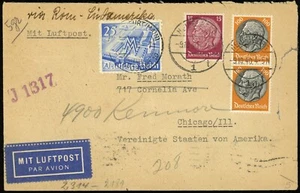 Germany Heidelberg Airmail Cover Postage to USA via South America 1940 WWII - Picture 1 of 2