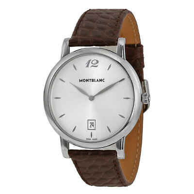 Montblanc Star Classique Date Stainless Steel Brown Leather Men's Watch 108770