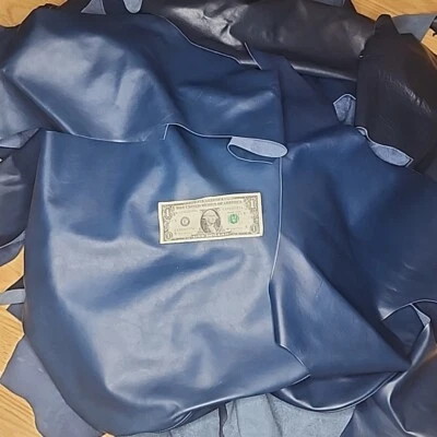 Cuero azul 7+lbs a granel restos de alta calidad tonos de azul Foto 1 de 3