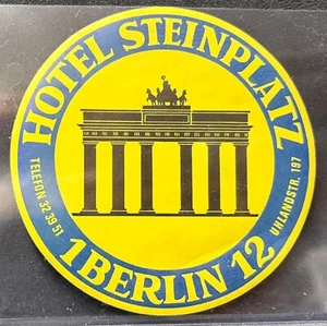 Etichetta bagagli hotel vintage ~ HOTEL STEINPLATZ BERLINO GERMANIA - Foto 1 di 2