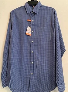 NWT Van Heusen Men’s LS Button Down Sz S White/Blue Plaid Retail $60 (MW-307) - Picture 1 of 7