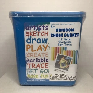 Sidewalk Chalk 12-Piece Bucket 6 Colors - Picture 1 of 3