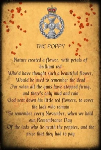 Regimentsmohn A4 Fotodruck. Die königlichen grünen Jacken, Erinnerungsgedicht. - Bild 1 von 8