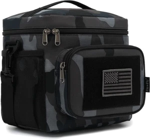 Tactical Lunch Bag Large Insulated Lunch Box Cooler Tote for Men Camo Black - Picture 1 of 11
