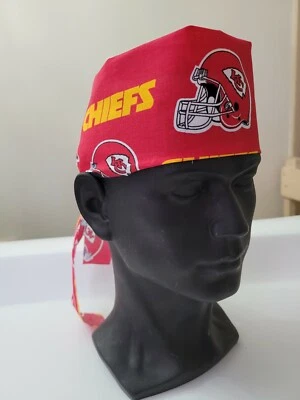 Kansas City Chiefs NFL Men's Skull/Chemo Surgical Scrub Hat/Cap Handmade - Image 1 of 4