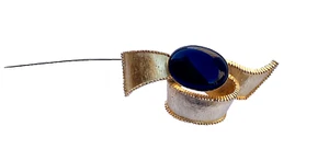 Vintage Jewelry Line Black Onyx Gold Tone Pin Brooch - Picture 1 of 10
