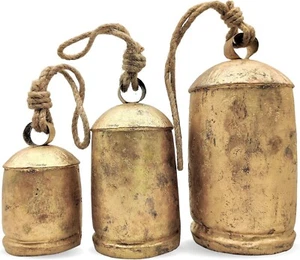 Shabby Chic Set of 3 Country Rustic Style Bells Handmade Metal Harmony Christmas - Picture 1 of 5