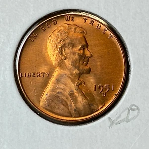 1951 S Lincoln 1¢ Red BU K29 - Imagen 1 de 2