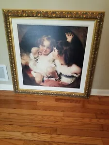 Vintage The Calmady Children Sir Thomas Lawrence. Gold Ornate Wood Frame 33"x33" - Picture 1 of 19