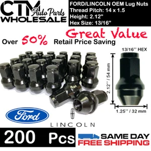 200 PCS BLACK FORD OEM FACTORY 14X1.5 WHEEL LUG NUT WHOLESALE GREAT SAVING - Picture 1 of 1