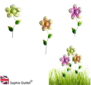 GARDEN JEWELLED FLOWER STAKE METAL Outdoor Lawn Decor Ornament GMO010 UK