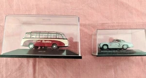 Lotto due modellini scala 1/87 Mercedes 300 SL + Bus Setra S6 Schuco - Foto 1 di 6