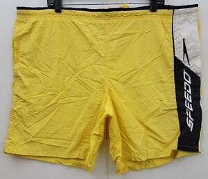 Speedo Swimwear Mens Large Yellow Nylon Built In Brief Board Shorts Swim Trunks
