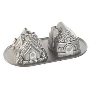Nordic Ware Gingerbread House Duet Pan, 5 Cup Capacity, Silver