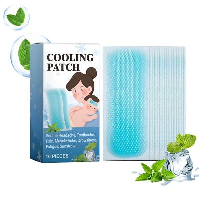 16x Cooling Gel Patch For Fever Cold Pain Cold Cooling Sticker Pad For Kid Adult - image 1 of 4