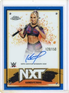 Karmen Petrovic 2025 Topps WWE Chrome Blue Refractor Autograph Auto Card 128/150 - Bild 1 von 2