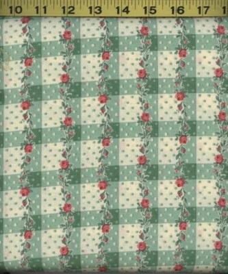 BTHY Early Marcus Brothers 30's Feedsack Reproducción That Green Rose Plaid Foto 1 de 2