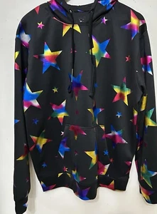 Drill NYC Clothing Company Hoodie NWT Black Multicolour Star Hooded Men’s Top XL - Picture 1 of 12