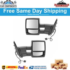 TRQ New Textured Mirror Power Heated Pair Set For 1998-2003 Ford Expedition F150 - Afbeelding 1 van 10