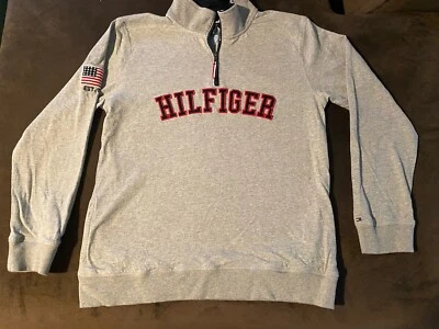 Tommy Hilfiger Niños Camisa Manga Larga 1/4 Cremallera Pullover Talla XL 20 Gris. Bandera Foto 1 de 4