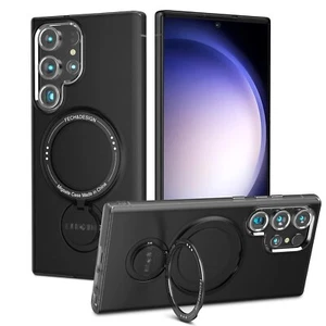 Per Samsung Galaxy S23 Ultra Custodia Magnetica 360 Gradi Anello Supporto Cover Nero - Foto 1 di 6