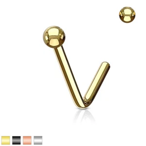 Nasenstecker Kugel Farbwahl L-Form Chirurgenstahl 0,8 x 6 mm Nasenpiercing - Bild 1 von 5