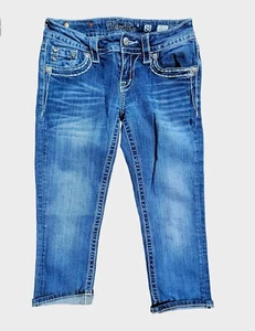 Miss Me Jeans Cuffed Capri Size 25 Bling Embellished - Picture 1 of 4