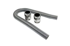 Stainless Steel Radiator Hose Kit 36 inch hose Universal Chrome Ends - Picture 1 of 3