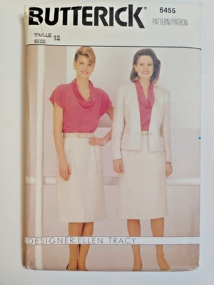 Butterick 6455 Jacket Skirt Blouse Sewing Pattern Ladies 12 Ellan Tracy Career - Image 1 of 4
