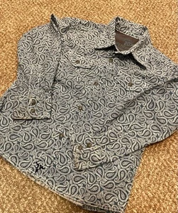 Wrangler Boys Sz XS WESTERN COWBOY RODEO SHIRT Snap Button BLUE PAISLEY - Picture 1 of 7