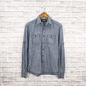Salt Valley Workwear Button up Chambray Shirt blue stripe Men's size Small - Picture 1 of 5