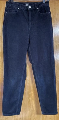 BDG 女式 28 黑色灯芯绒裤子高腰锥形腿,几乎没有穿过二手状况完好 — 第 1/4 张图片