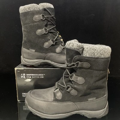 Botas casuais femininas Baffin Eldora biqueira redonda com cadarço neve preta tamanho 10 URBAW018 - Imagem 1 de 4