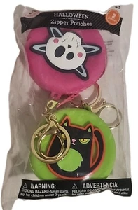 Halloween Silicona Mini Cremallera Bolsa Monedero Paquete de 2 Gato Negro y Calavera (T161) - Imagen 1 de 4